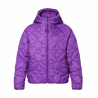 Louis Vuitton FW21 Floral Quilted Zip Hoodie Jacket Purple - Casualwear 1A9FUA