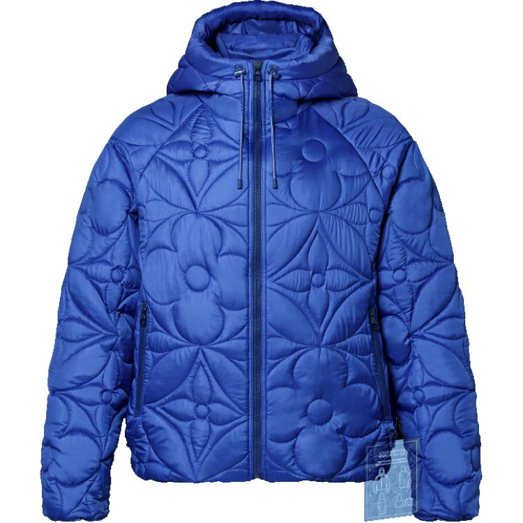 Louis Vuitton FW21 Floral Quilted Zipper Hoodie Jacket Blue Casual Wear 1A9FUF