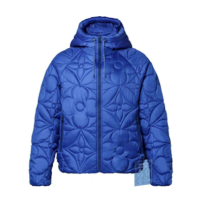 Louis Vuitton FW21 Floral Quilted Zipper Hoodie Jacket Blue Casual Wear 1A9FUF