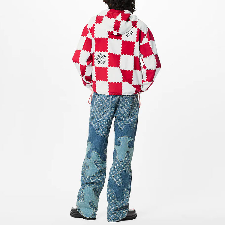 Shop 路易威登 FW21 巨型棋盤格防風外套 紅白 1A9GPP