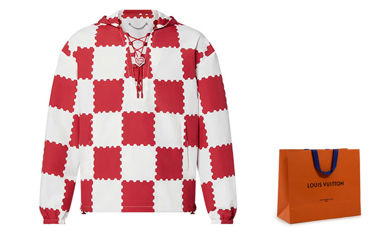 Cheap 路易威登 FW21 巨型棋盤格防風外套 紅白 1A9GPP