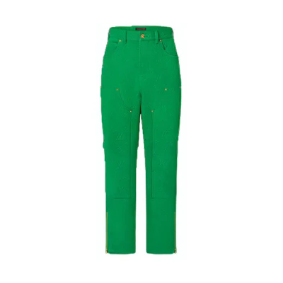 LOUIS VUITTON FW21 Green Workwear Solid Color Denim Jeans. 1A96V7