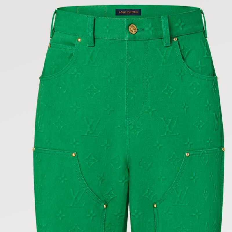 Details for 루이비통 FW21 그린 워크웨어 솔리드 컬러 데님 진. 1A96V7