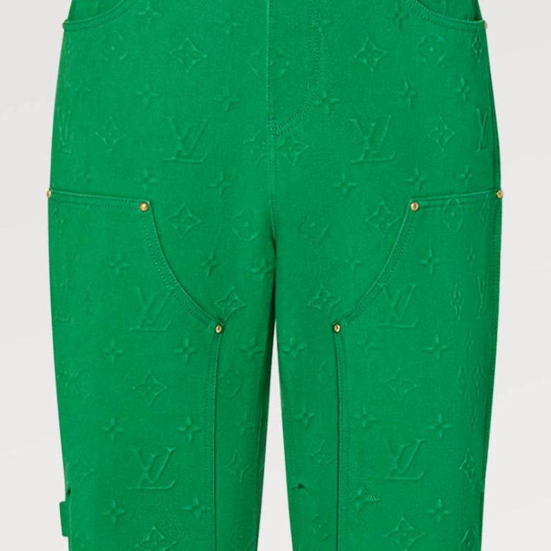 Sizing 루이비통 FW21 그린 워크웨어 솔리드 컬러 데님 진. 1A96V7