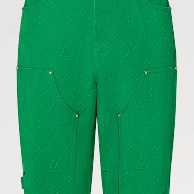 루이비통 FW21 그린 워크웨어 솔리드 컬러 데님 진. 1A96V7 Sizing 루이비통 FW21 그린 워크웨어 솔리드 컬러 데님 진. 1A96V7