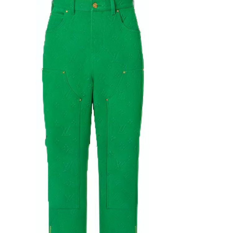 Cheap 루이비통 FW21 그린 워크웨어 솔리드 컬러 데님 진. 1A96V7