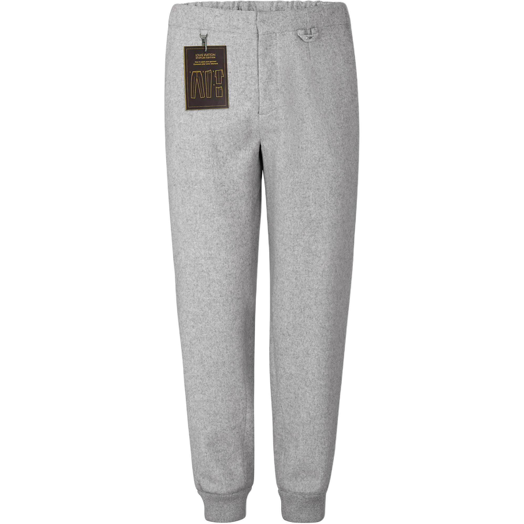 LOUIS VUITTON FW21 Grey Knit Joggers - Cashmere Blend with Patch Detail. 1A5VM7