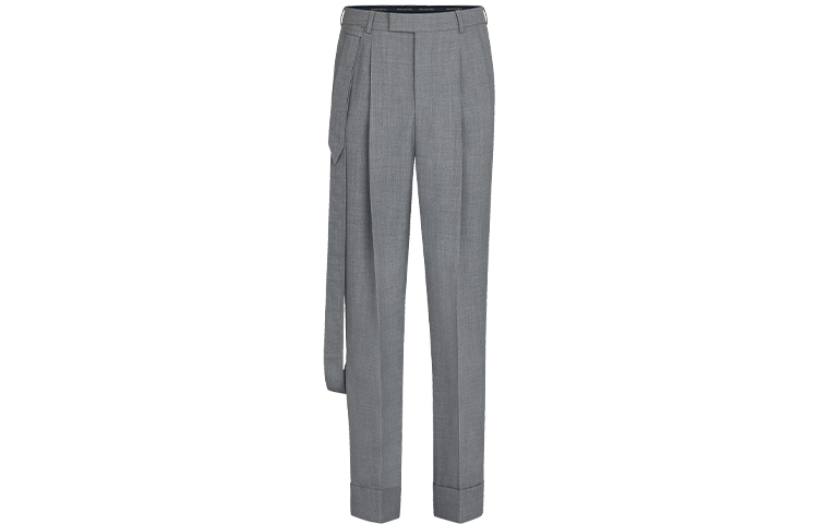 LOUIS VUITTON FW21 Grey Long-Belt Casual Pants Men. 1A5P82