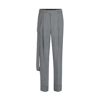 LOUIS VUITTON FW21 Grey Long-Belt Casual Pants Men. 1A5P82