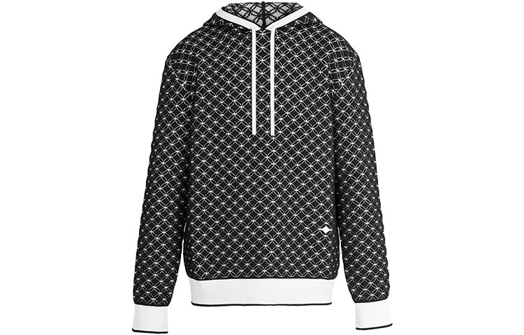 Louis Vuitton FW21 Jacquard Drawstring Hoodie Black Menswear 1A5V4G