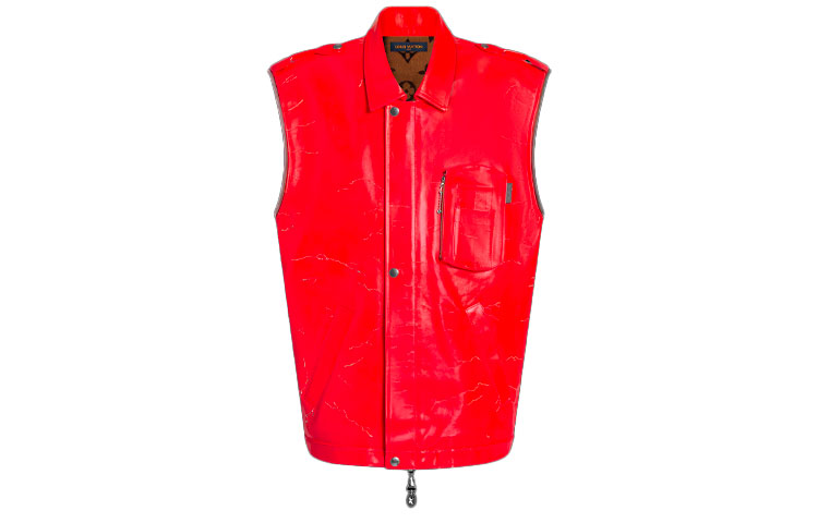 Louis Vuitton FW21 Leather Collar Sleeveless Jacket Red () 1A9BOA
