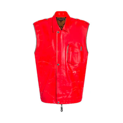 Louis Vuitton FW21 Leather Collar Sleeveless Jacket Red () 1A9BOA