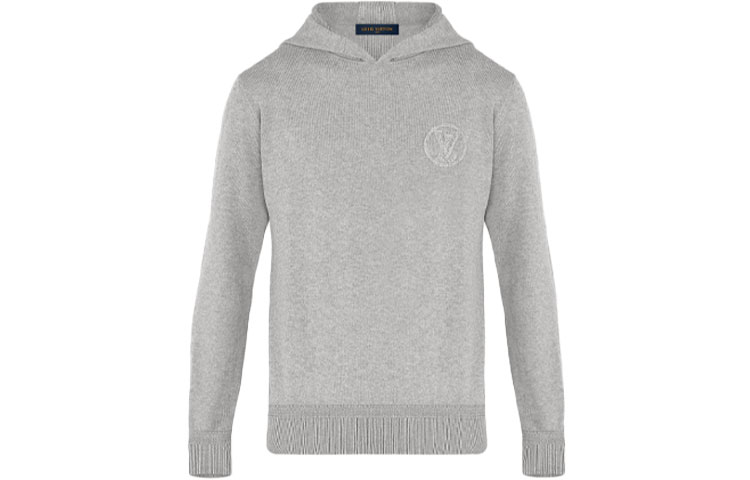 Louis Vuitton FW21 Logo Embroidered Hoodie Long Sleeve - Gray 1A2H6U