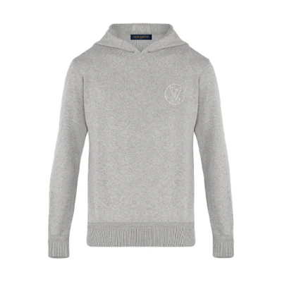 Louis Vuitton FW21 Logo Embroidered Hoodie Long Sleeve - Gray 1A2H6U