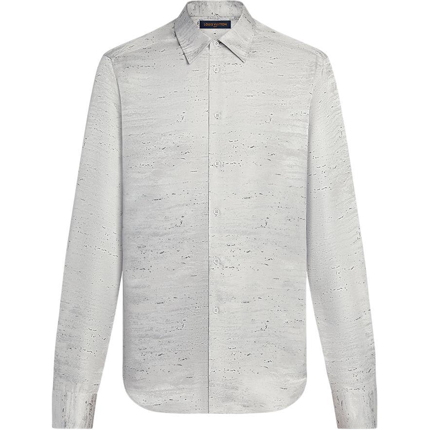 LOUIS VUITTON FW21 Marble Silk Long Sleeve Shirt Grey . 1A9790