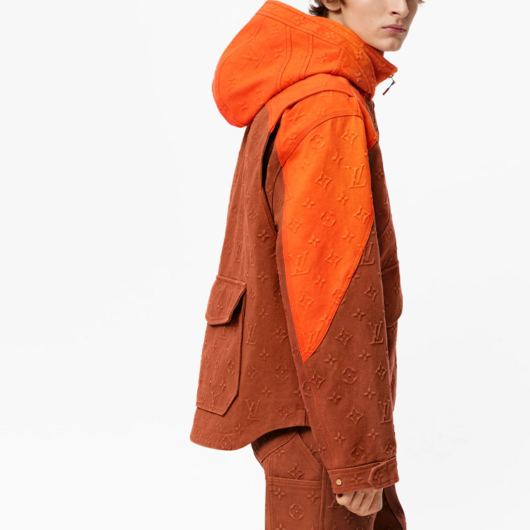 LOUIS VUITTON FW21 Monogram Denim Hooded Jacket Brown Fashion 1A972R 圖 5