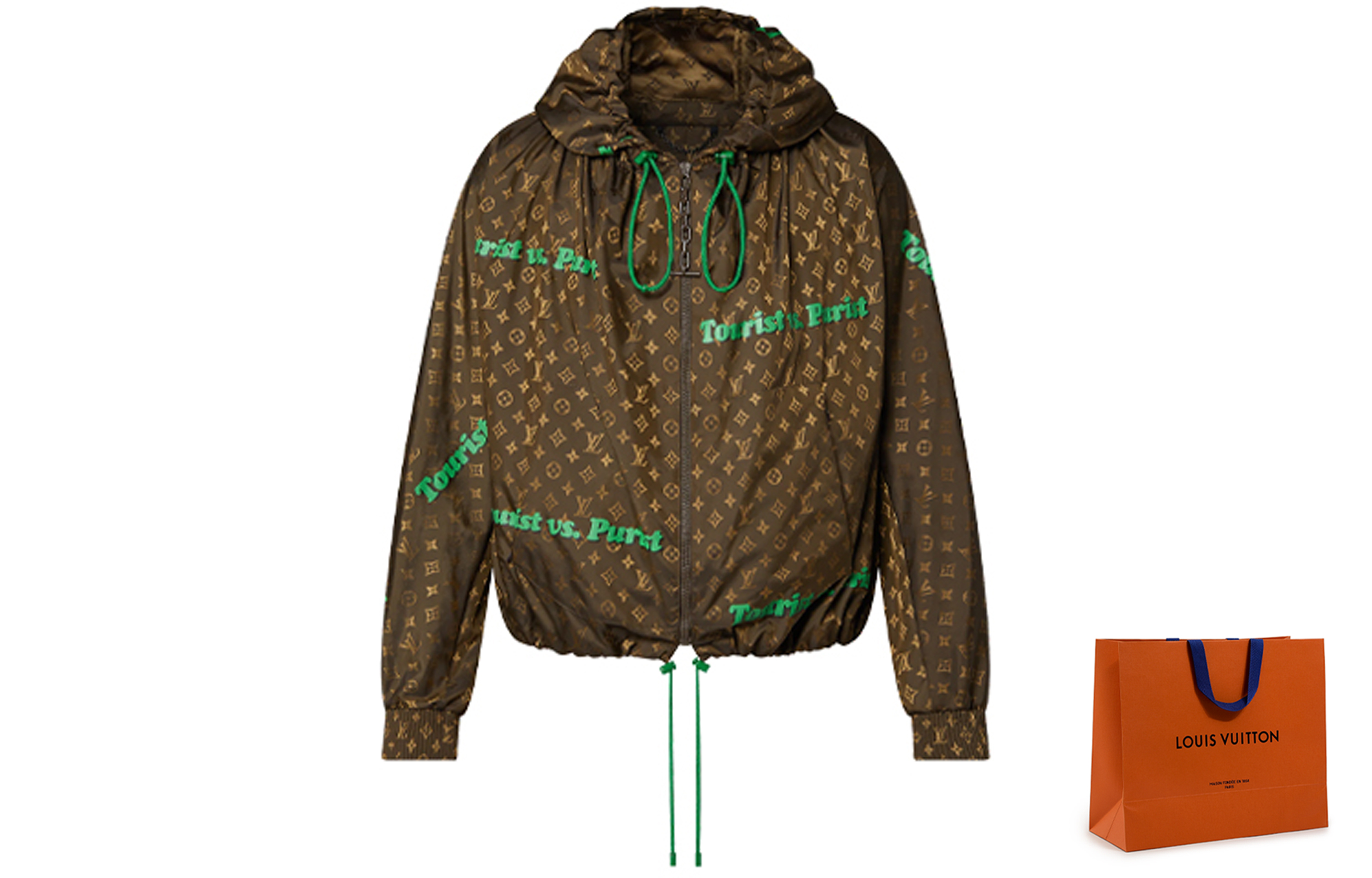Details for LOUIS VUITTON FW21 Monogram Logo Classic Zip Hoodie Jacket Brown (). 1A97A6