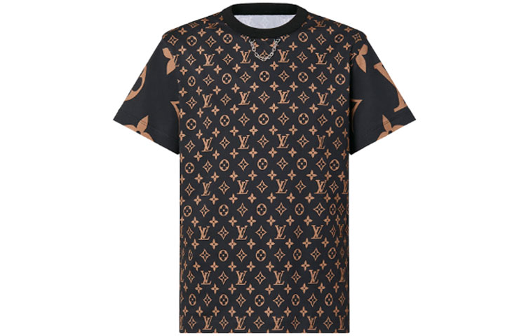 Order LOUIS VUITTON FW21 Baju T Lengan Pendek Cetakan Logo Monogram Coklat Lelaki. 1A93IW