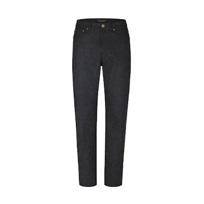 LOUIS VUITTON FW21 Monogram Print Straight Leg Jeans Black 1A8X81