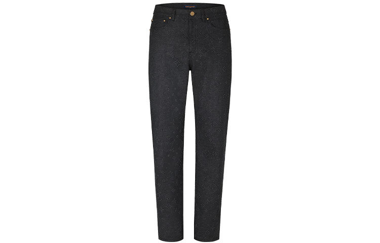 LOUIS VUITTON FW21 Monogram Print Straight Leg Jeans Black 1A8X81 圖 2
