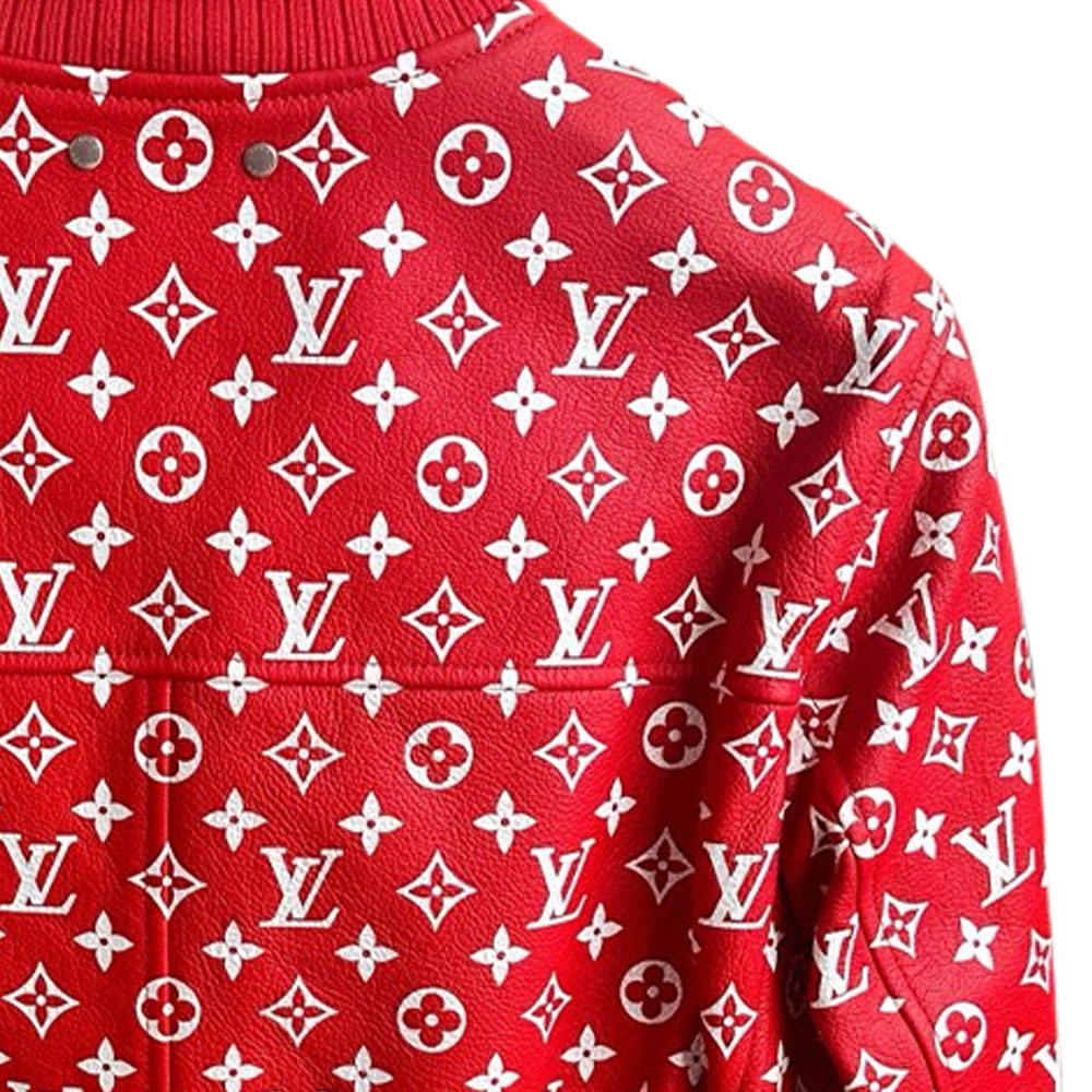 Purchase LOUIS VUITTON FW21 Red Monogram Print Leather Jacket  Long Sleeve 1A3FSU