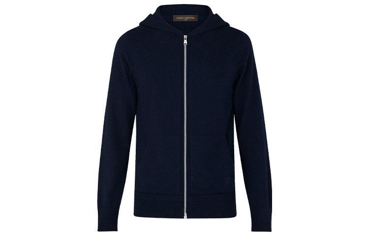 Louis Vuitton FW21 Solid Zip-Up Hoodie Jacket Blue 1A31S0