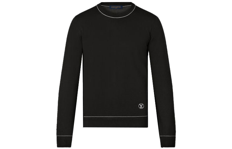 Louis Vuitton FW21 Striped Collar Solid Long Sleeve Sweatshirt Beige Men 1A3LTK