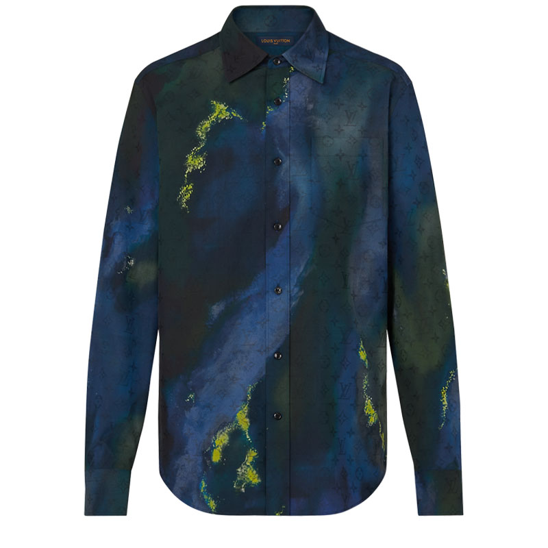 LOUIS VUITTON FW21 Tie-Dye Long-Sleeve Shirt Blue 1A8WYF