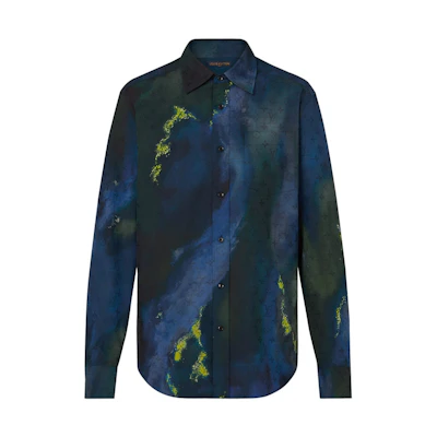 LOUIS VUITTON FW21 Tie-Dye Long-Sleeve Shirt Blue 1A8WYF