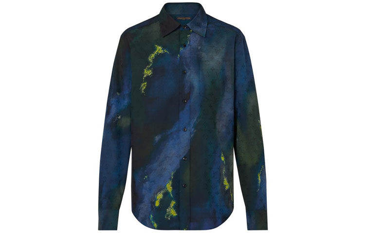 Order 루이 비통 FW21 타이-다이 긴팔 셔츠 블루 1A8WYF