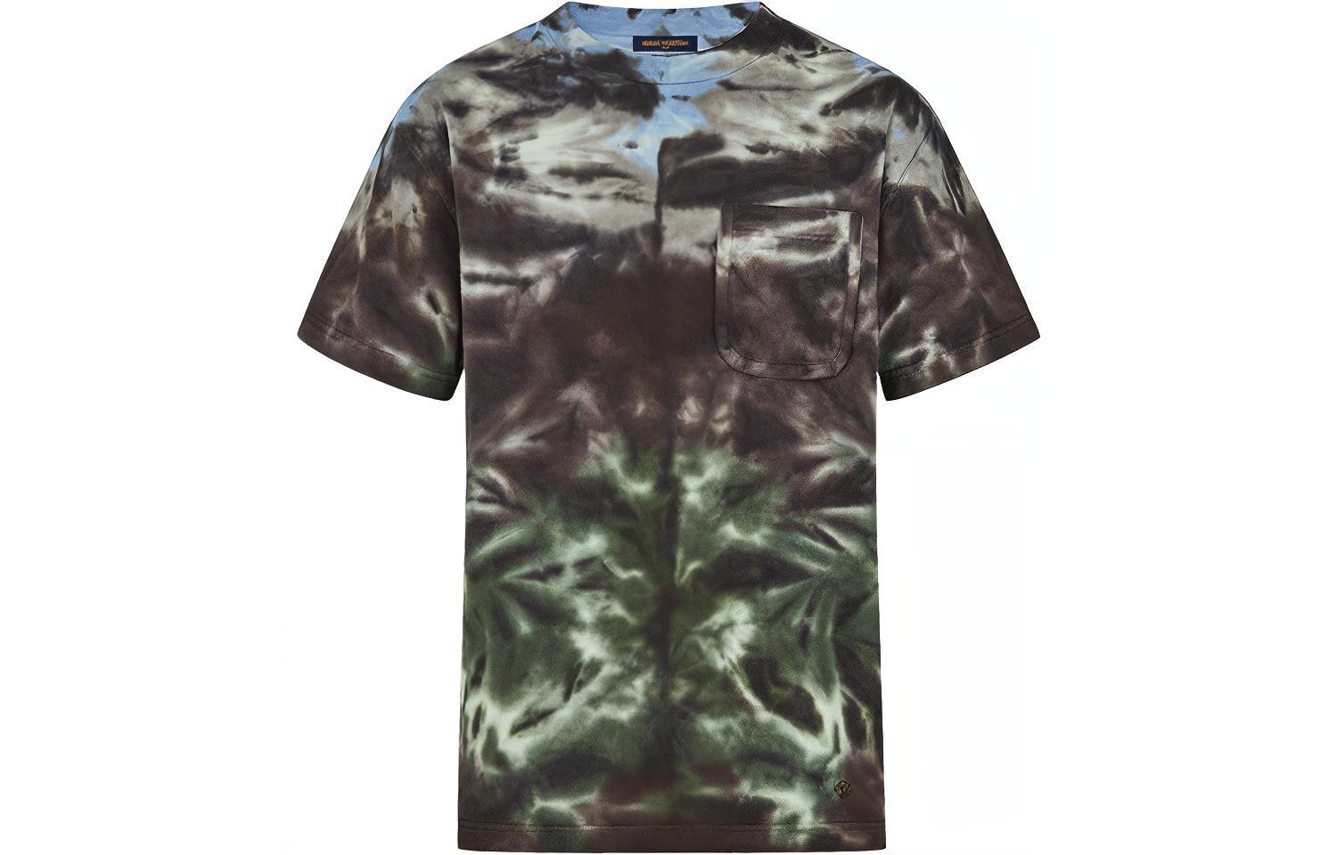 LOUIS VUITTON FW21 Tie-Dye Pocket Crewneck Tee Green Mens Shirt 1A5D95
