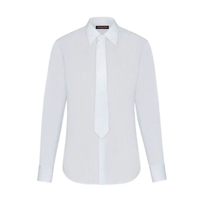 LOUIS VUITTON FW21 White Striped Print Tie Detail Long Sleeve Shirt Men 1A8ASZ