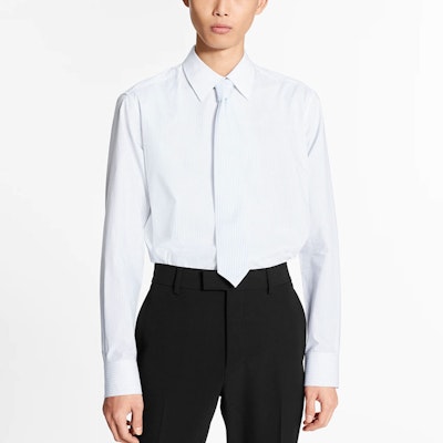 ルイ・ヴィトン FW21 白 ストライプ 柄 ネクタイディテール 長袖 シャツ メンズ 1A8ASZ Purchase ルイ・ヴィトン FW21 白 ストライプ 柄 ネクタイディテール 長袖 シャツ メンズ 1A8ASZ