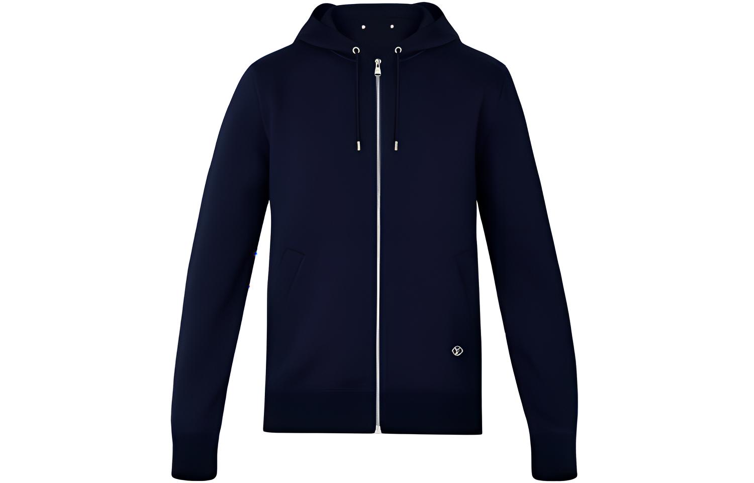 Louis Vuitton FW21 Zip-Up Solid Color Hoodie Jacket - Navy Blue 1A3LW8