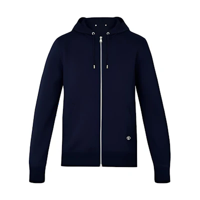 Louis Vuitton FW21 Zip-Up Solid Color Hoodie Jacket - Navy Blue 1A3LW8