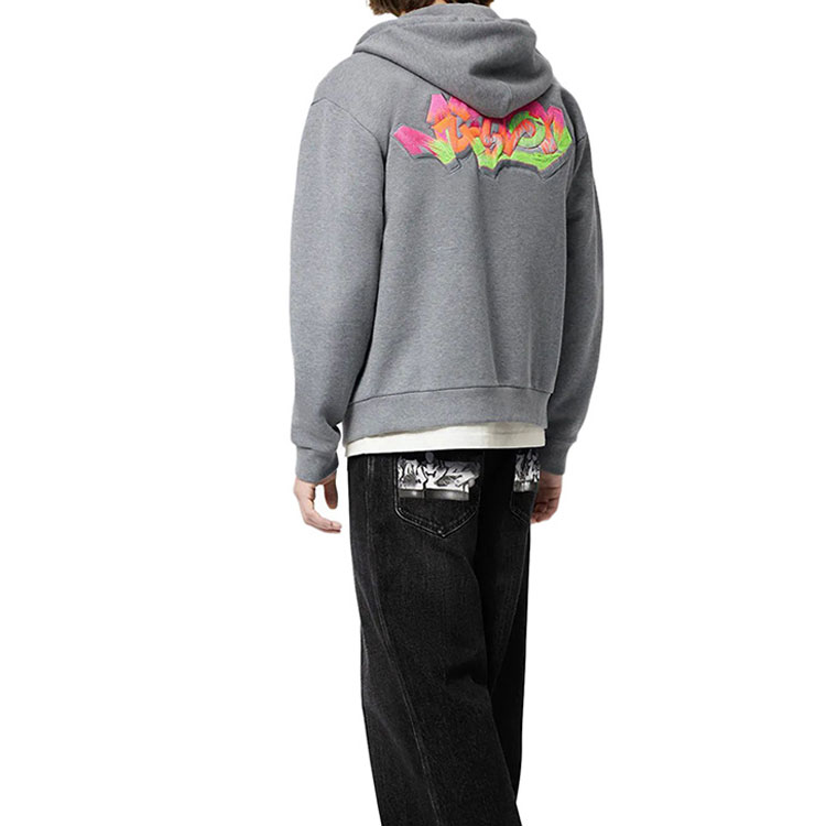 Shop 路易威登 FW22 3D 涂鸦印花拉链连帽衫 灰色 1AA4X5