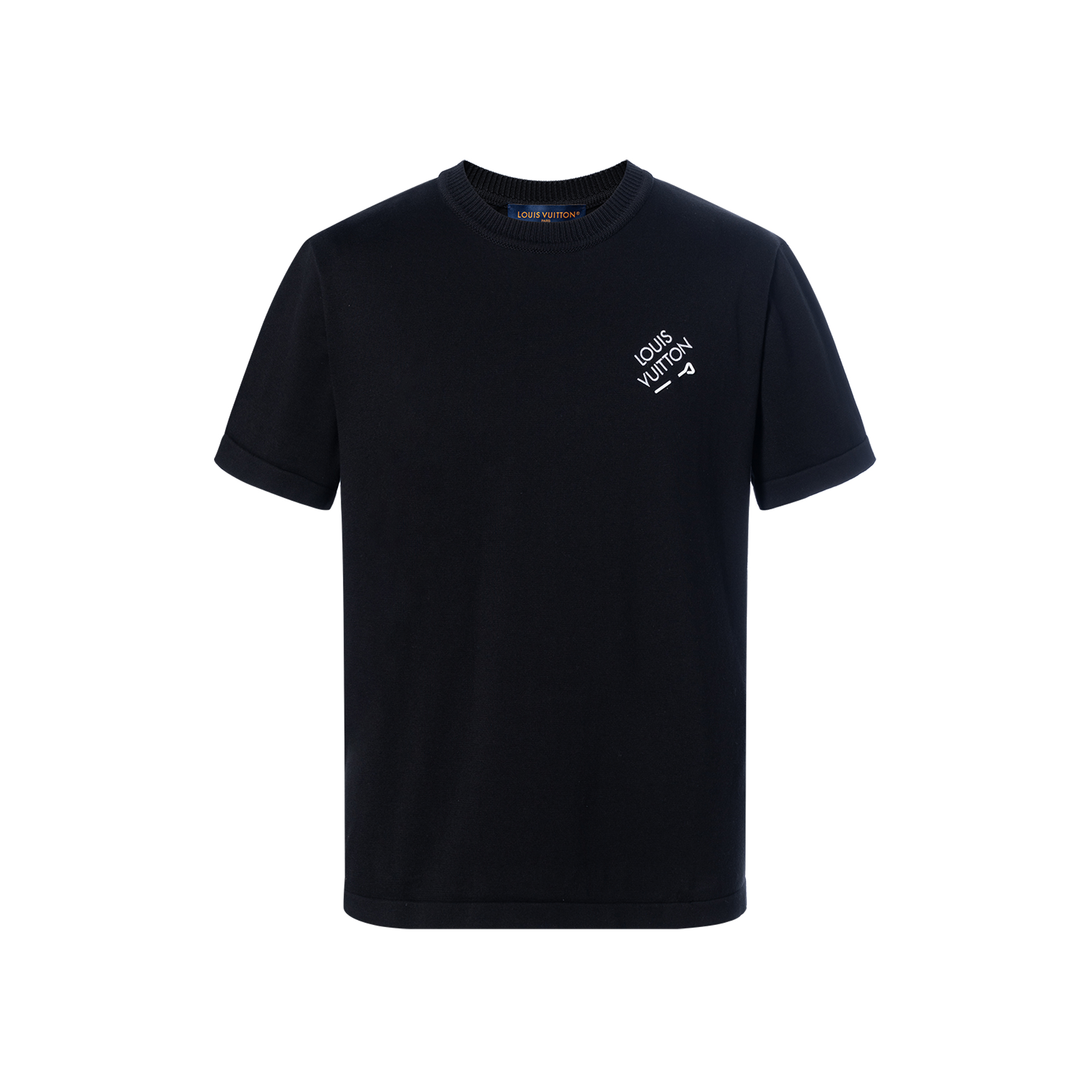 LOUIS VUITTON FW22  Black Embroidered Logo Crewneck T-Shirt. 1AATXH