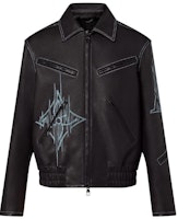 LOUIS VUITTON FW22 Black Leather Jacket with Zipper and Belted Design. 1AAVCA LOUIS VUITTON FW22 Black Leather Jacket with Zipper and Belted Design. 1AAVCA
