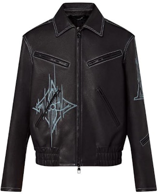 LOUIS VUITTON FW22 Black Leather Jacket with Zipper and Belted Design. 1AAVCA Buy LOUIS VUITTON FW22 Black Leather Jacket with Zipper and Belted Design. 1AAVCA