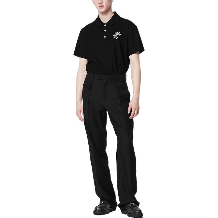 Details for LOUIS VUITTON FW22 Kaos Polo Hitam dengan Logo Bordir Lengan Pendek. 1AATR9