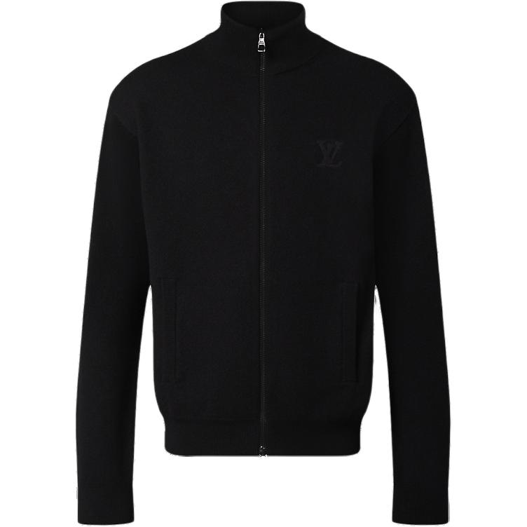 LOUIS VUITTON FW22  Black Solid Color Zip-Up Knit Sweater. 1AA4VI