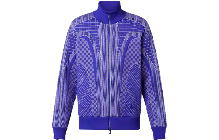 LOUIS VUITTON FW22  Blue Striped Print Zip-Up Jacket. 1AA4TQ