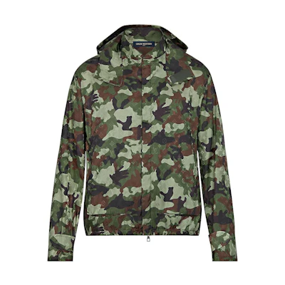 LOUIS VUITTON FW22 Camouflage Print Hooded Jacket in Camouflage Color. 1A7X5J