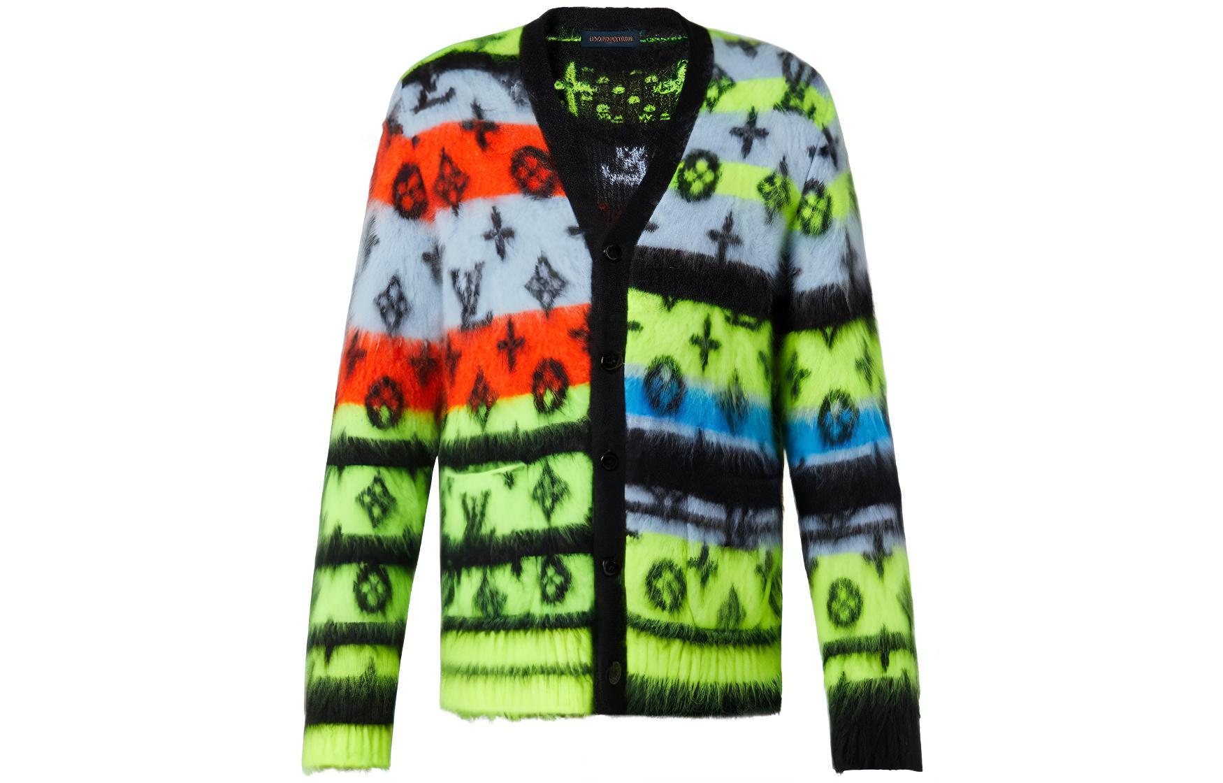 LOUIS VUITTON FW22  Colorful Mohair Knit Cardigan Sweater. 1AA53J
