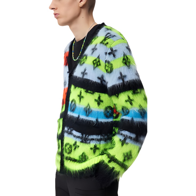 Purchase LOUIS VUITTON FW22  Colorful Mohair Knit Cardigan Sweater. 1AA53J