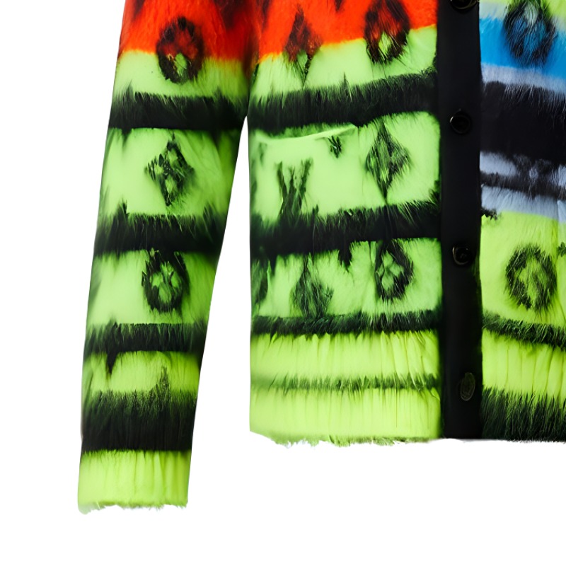 Sizing LOUIS VUITTON FW22  Colorful Mohair Knit Cardigan Sweater. 1AA53J