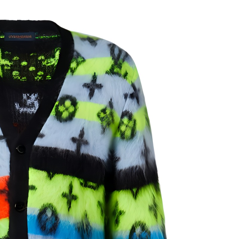 Cheap LOUIS VUITTON FW22  Colorful Mohair Knit Cardigan Sweater. 1AA53J