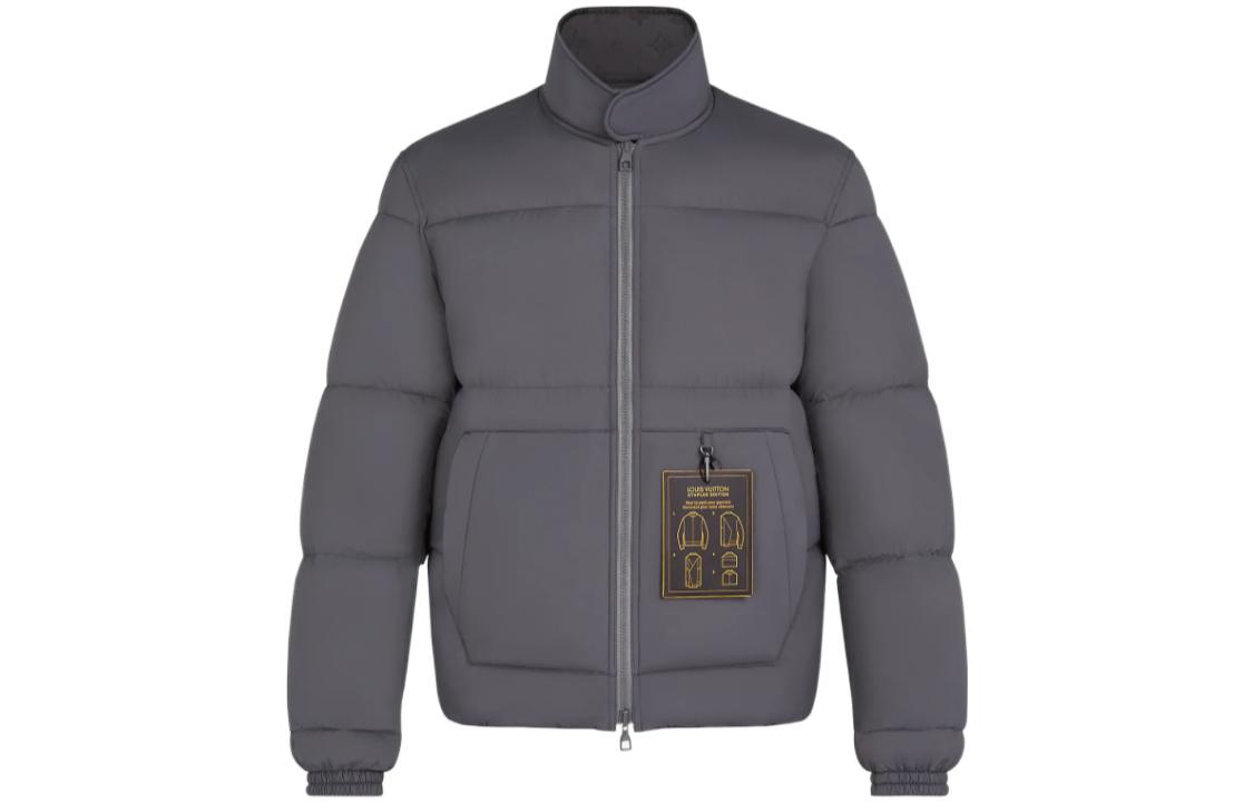LOUIS VUITTON FW22  Grey Monogram Belted Down Jacket. 1A90IP