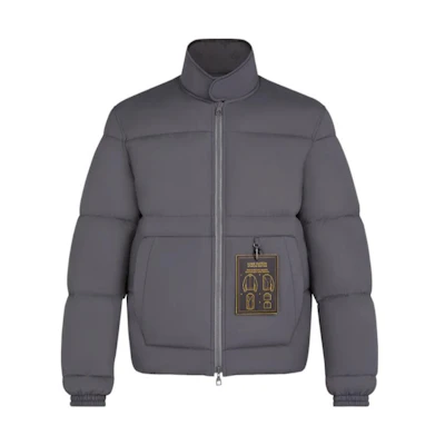 LOUIS VUITTON FW22 Grey Monogram Belted Down Jacket. 1A90IP