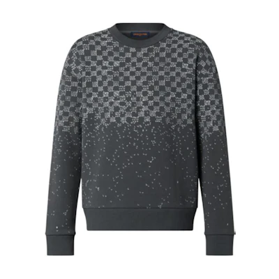 LOUIS VUITTON FW22 Grey Plaid Print Colorblock Crewneck Sweatshirt 1AA4TI